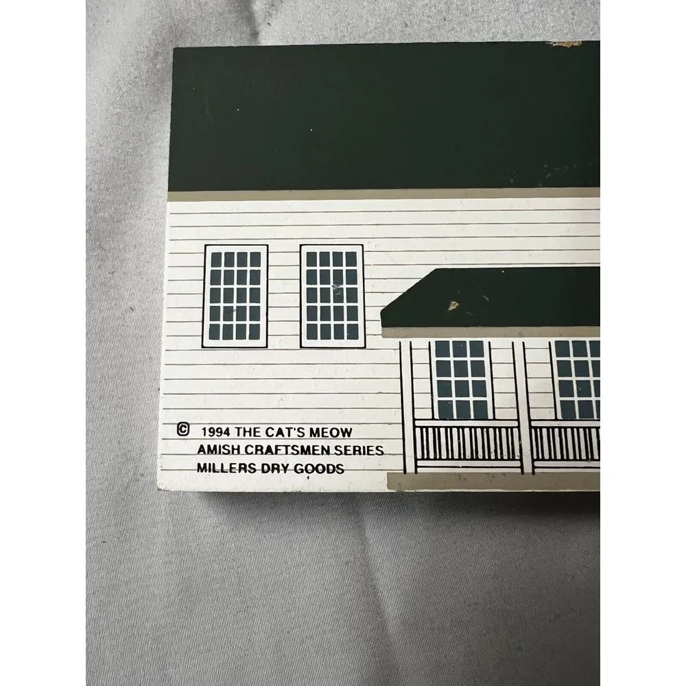 VTG The Cats Meow Amish Craftsmen Series Millers Dry Goods Wood Shelf Sitter '94